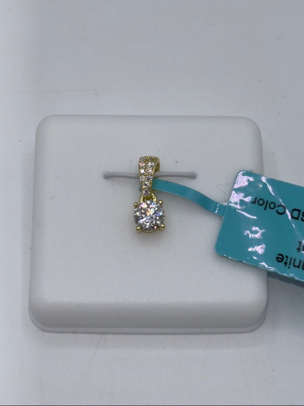 NWT 925 Moissanite Gold-Tone Drop Pendant 5MM 0.45 CTW VVSD Color